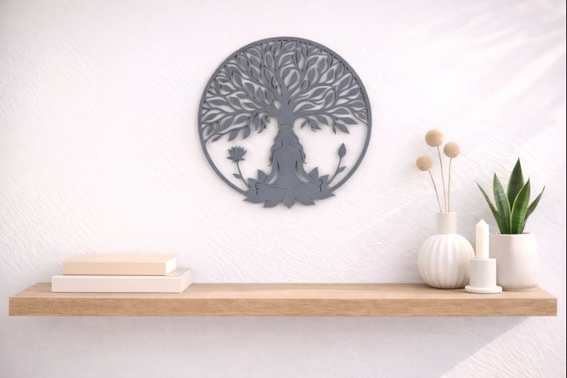 Décoration Murale Yoga Zen – Arbre de Vie Méditation